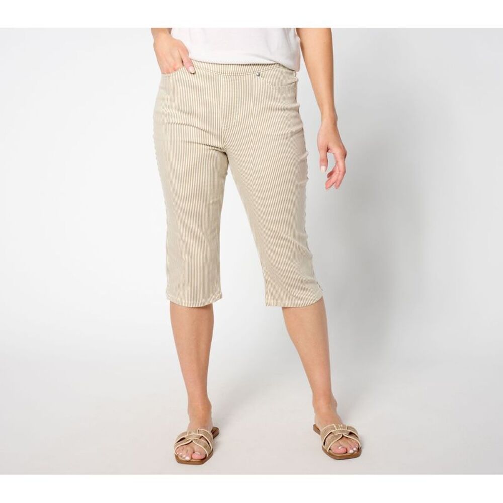 Liberare Women's Petite Pants 22P True Denim Printed Pedal Pusher Brown A644118